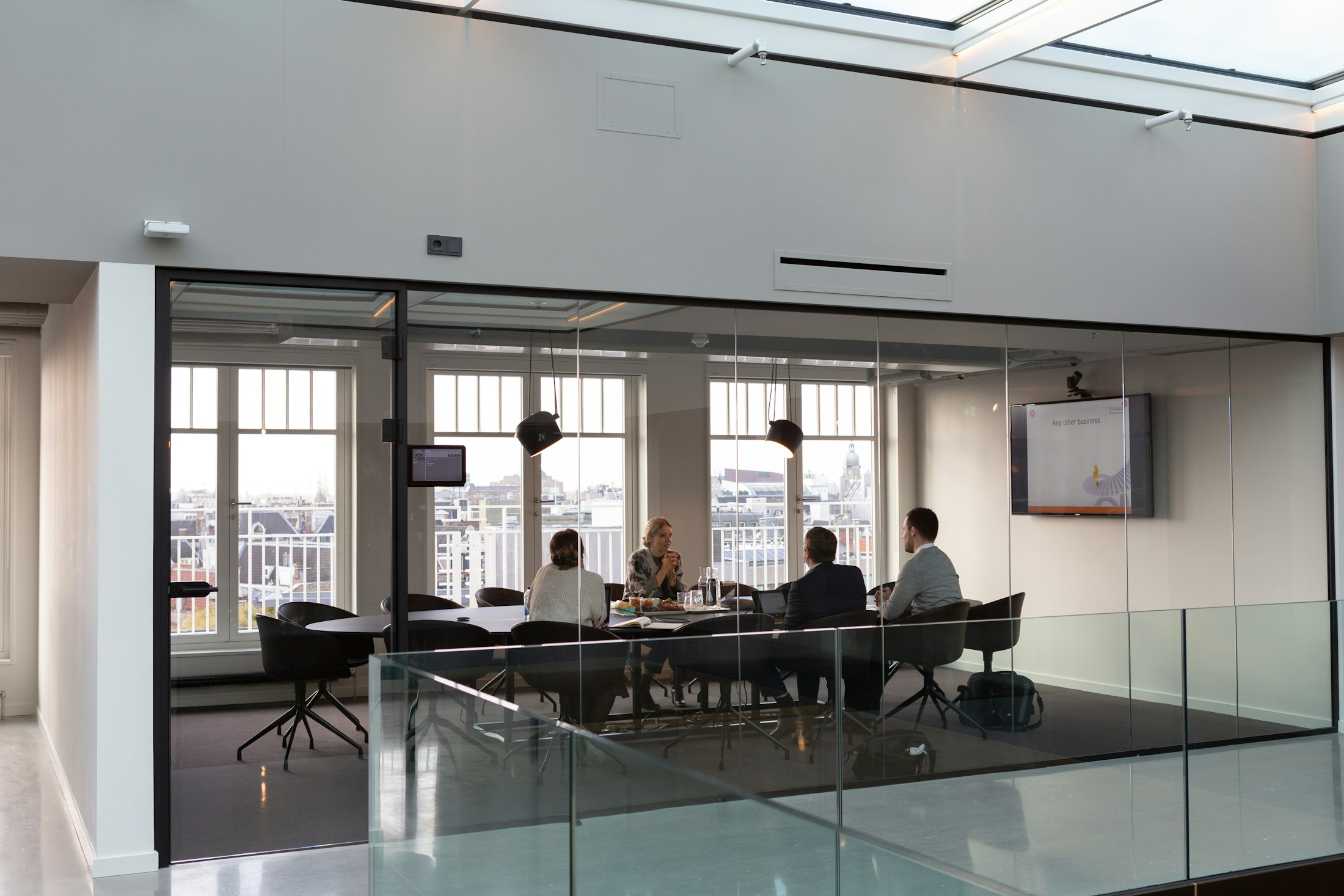 People meeting in a contemporary collaborative workspace